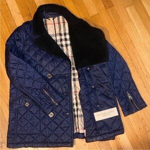 Burberry Kids Blue Quilted Puffer Coat